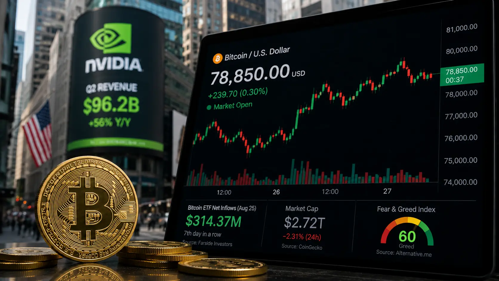 Bitcoin hält sich unter 80.000 Dollar: Diese Uhrzeiten solltest Du heute kennen