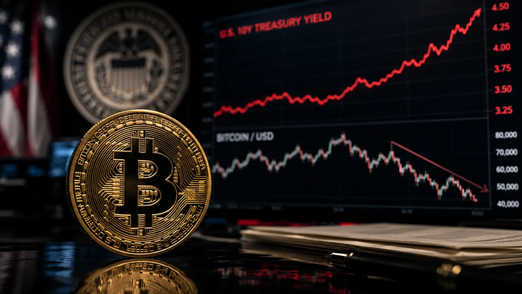 Bitcoin-Kurs in Gefahr – werden steigende US-Renditen zum Problem? Bild mithilfe von KI generiert