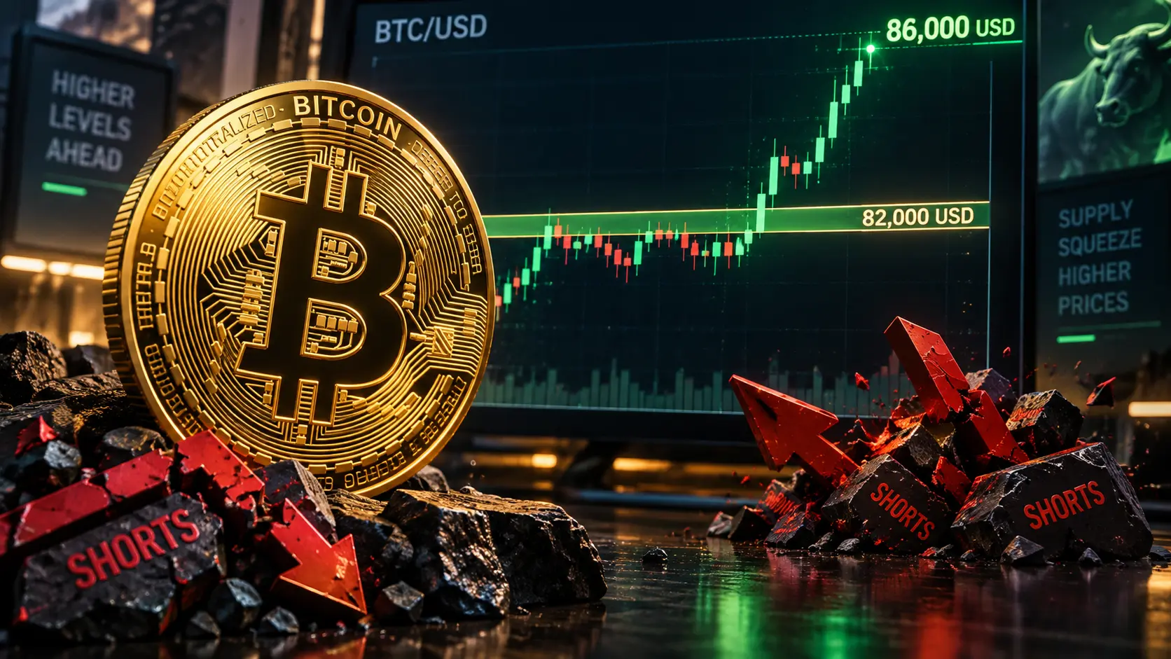 Bitcoin explodiert über 86.000 US-Dollar: Short Squeeze zerlegt die Bären. Hinweis: Bild mit Hilfe von KI generiert.
