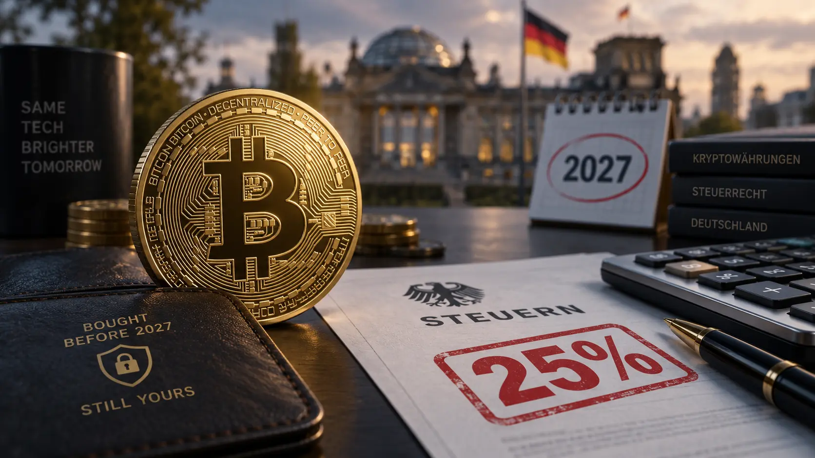 Bitcoin-Steuerfreiheit vor dem Ende – Warum Ende 2026 so wichtig wird. Bild mit Hilfe von KI generiert.