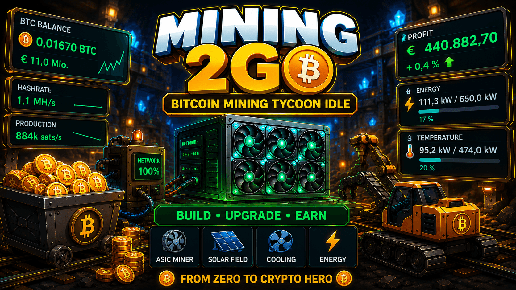 Mining2Go – Idle-Mining-Dashboard mit Live-Schaltbild