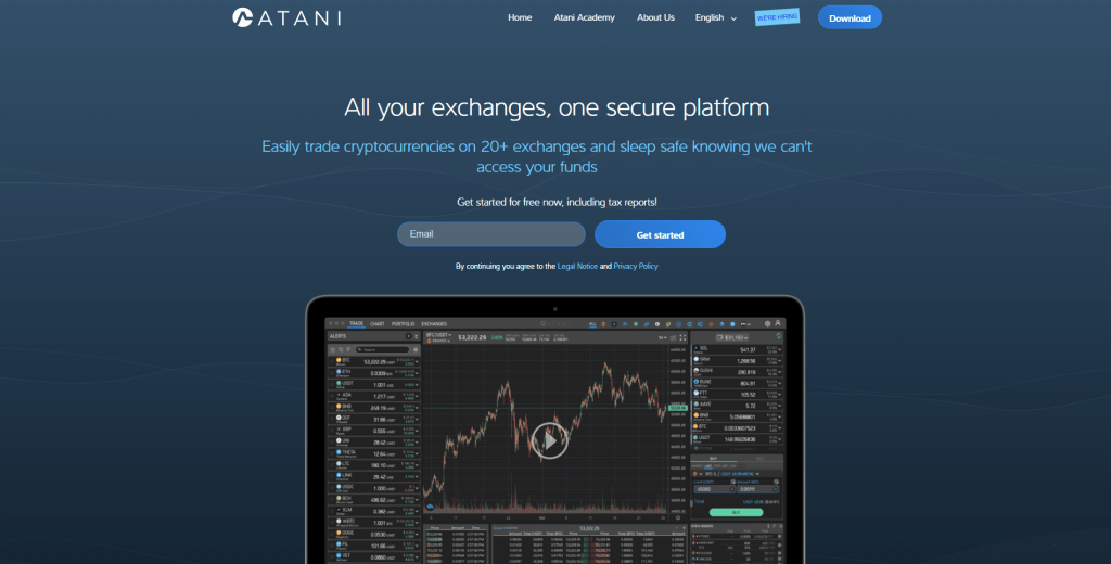 Atani Webseite: Dashboard und Startseite