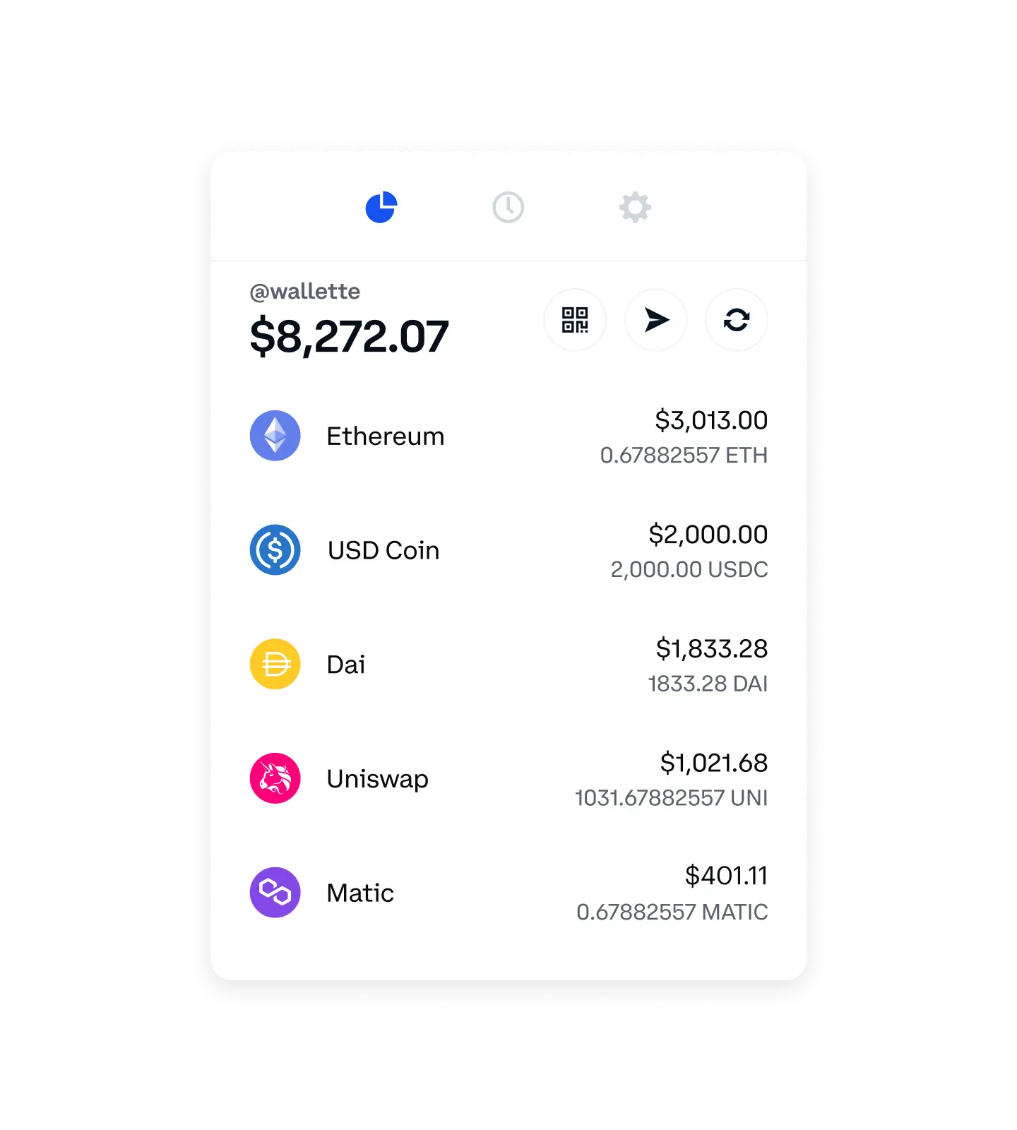 Coinbase Wallet UI und Balance