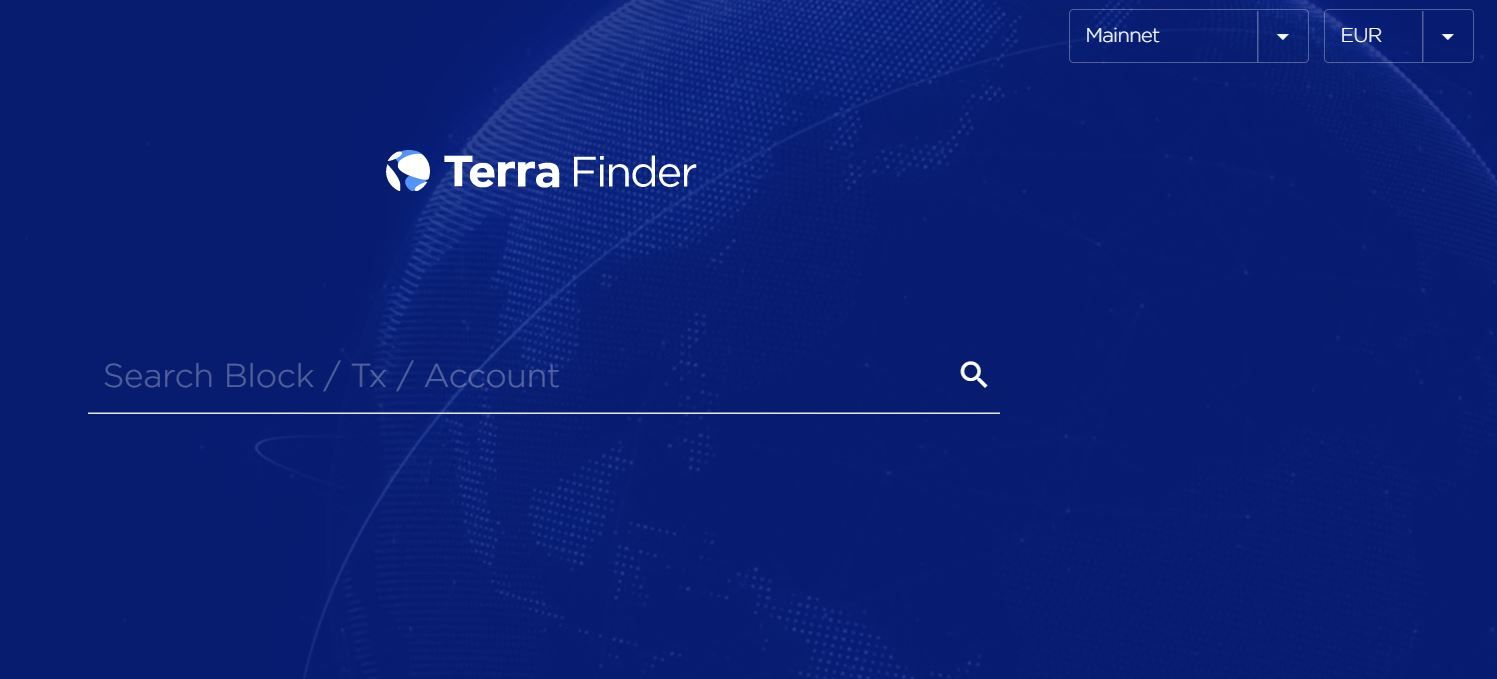 Screenshot der Terra Finder Benutzeroberfläche