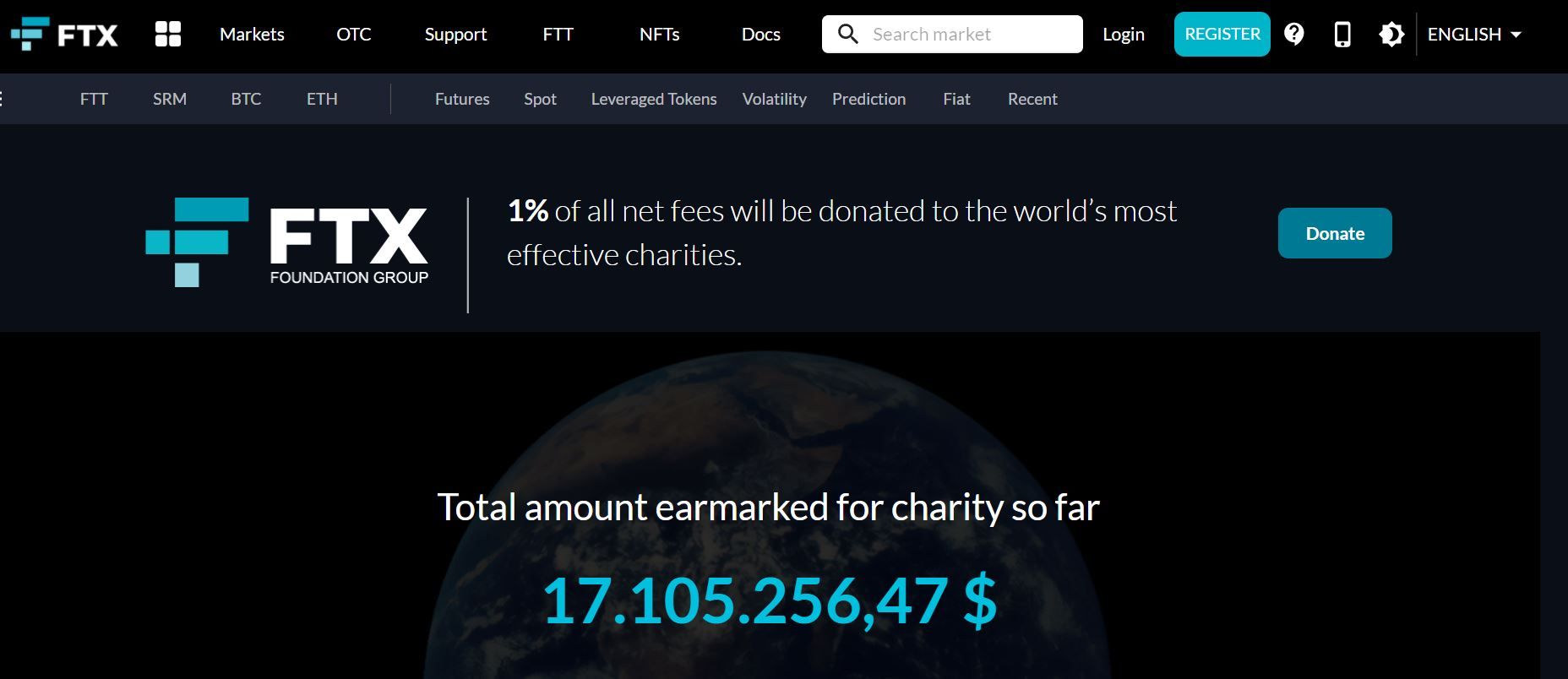 Screenshot der FTX-Foundation Webseite