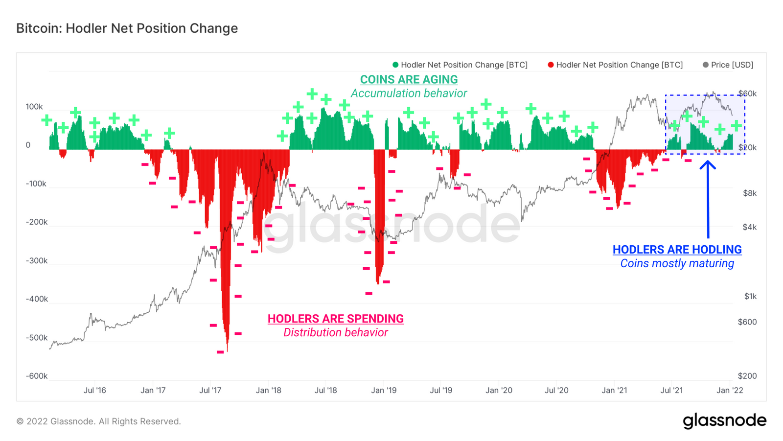 Zunahme/Abnahme von Bitcoin-Holdern - Grafik