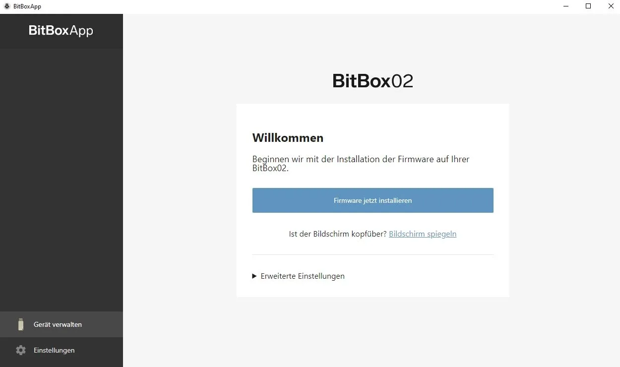 BitBox02 Firmware installieren