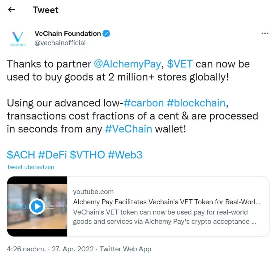 Kooperation Alchemy Pay - VeChain