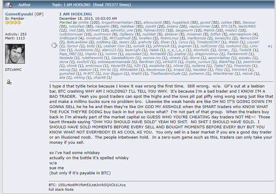 Der HODL-Begriff geht auf einen Beitrag in einem Bitcoin-Forum aus dem Jahr 2013 zurück