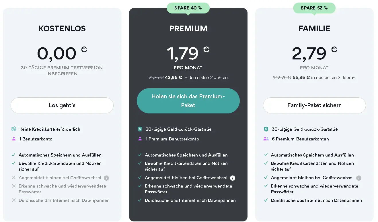 Die 3 Angebote für das 2-Jahres-Paket von NordPass