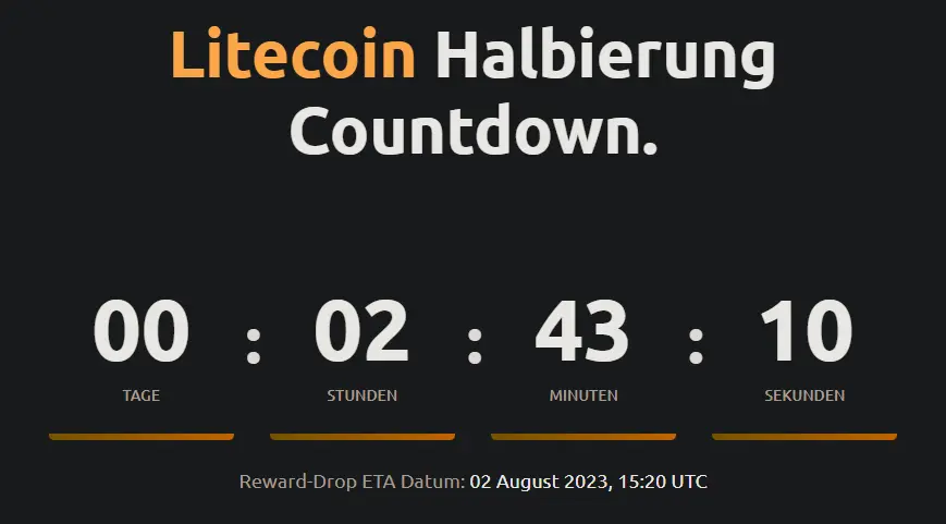Litecoin Halving Countdown, Quelle: nicehash.com
