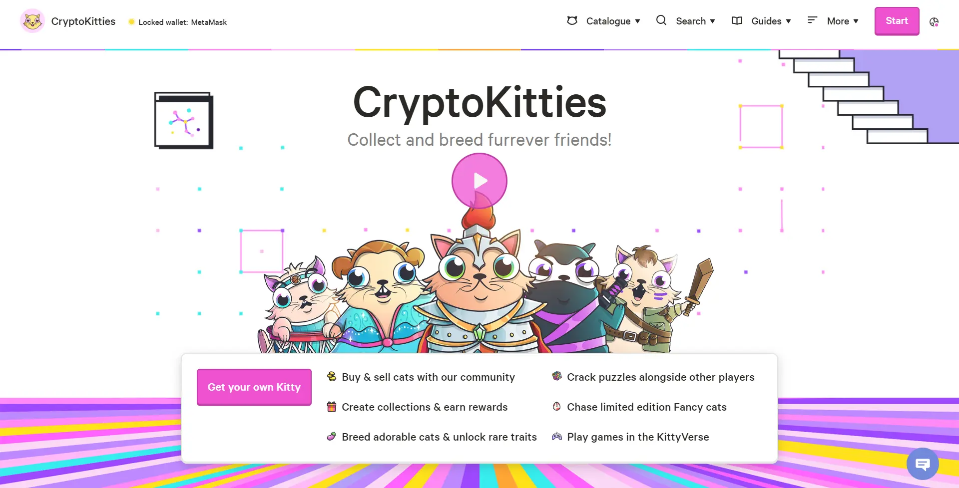 Die CryptoKitties Homepage