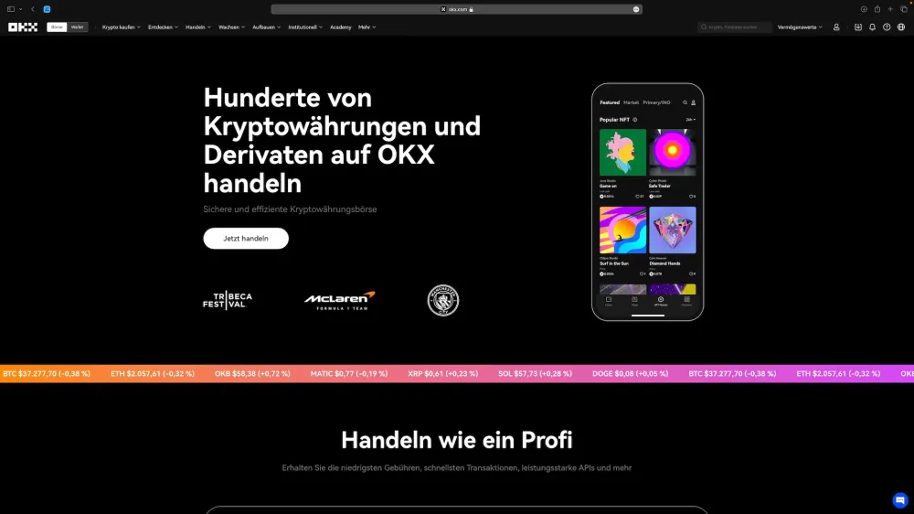 Startseite von OKX