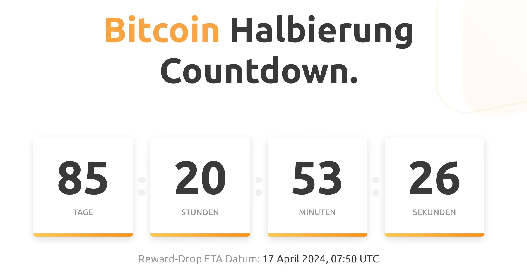 Countdown Bitcoin Halving, Quelle: nicehash.com