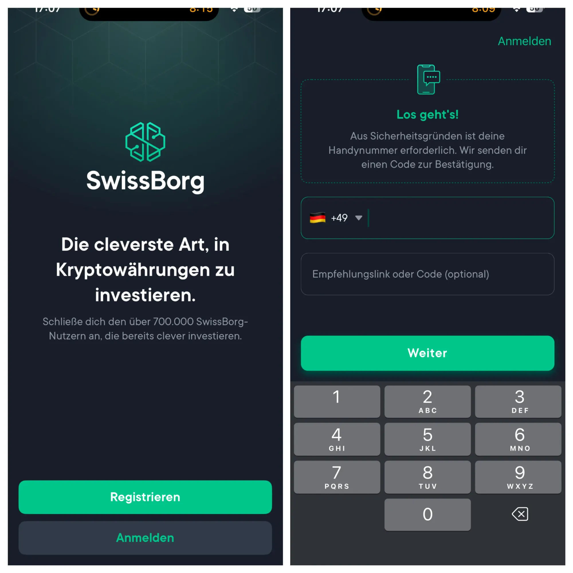 SwissBorg Registrierung