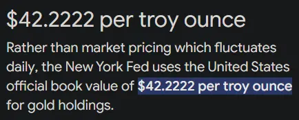 Gold Buchwert der Federal Reserve Bank of New York, Quelle: https://www.newyorkfed.org/aboutthefed/goldvault.html