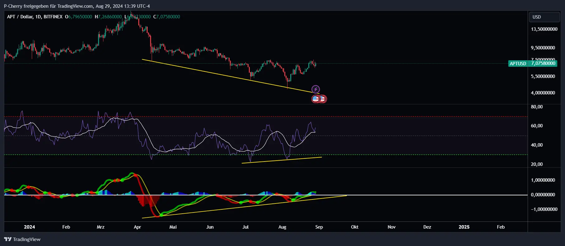 APT, RSI und MACD, Tageschart, Quelle: Tradingview