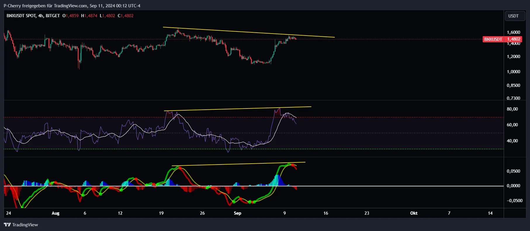 BNX, RSI und MACD, 4-Stundenchart, Quelle: Tradingview