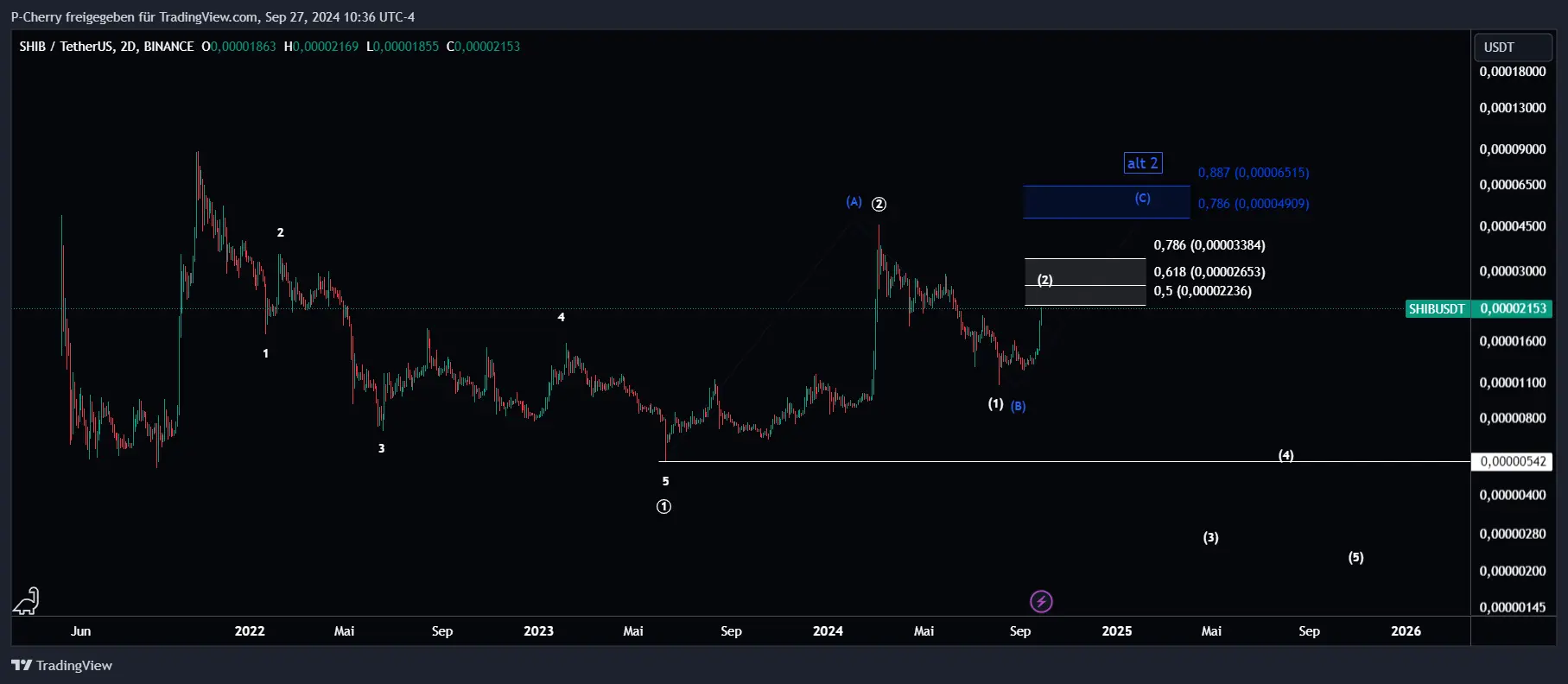 SHIB, Elliott Wellen, 2-Tageschart, Quelle: Tradingview