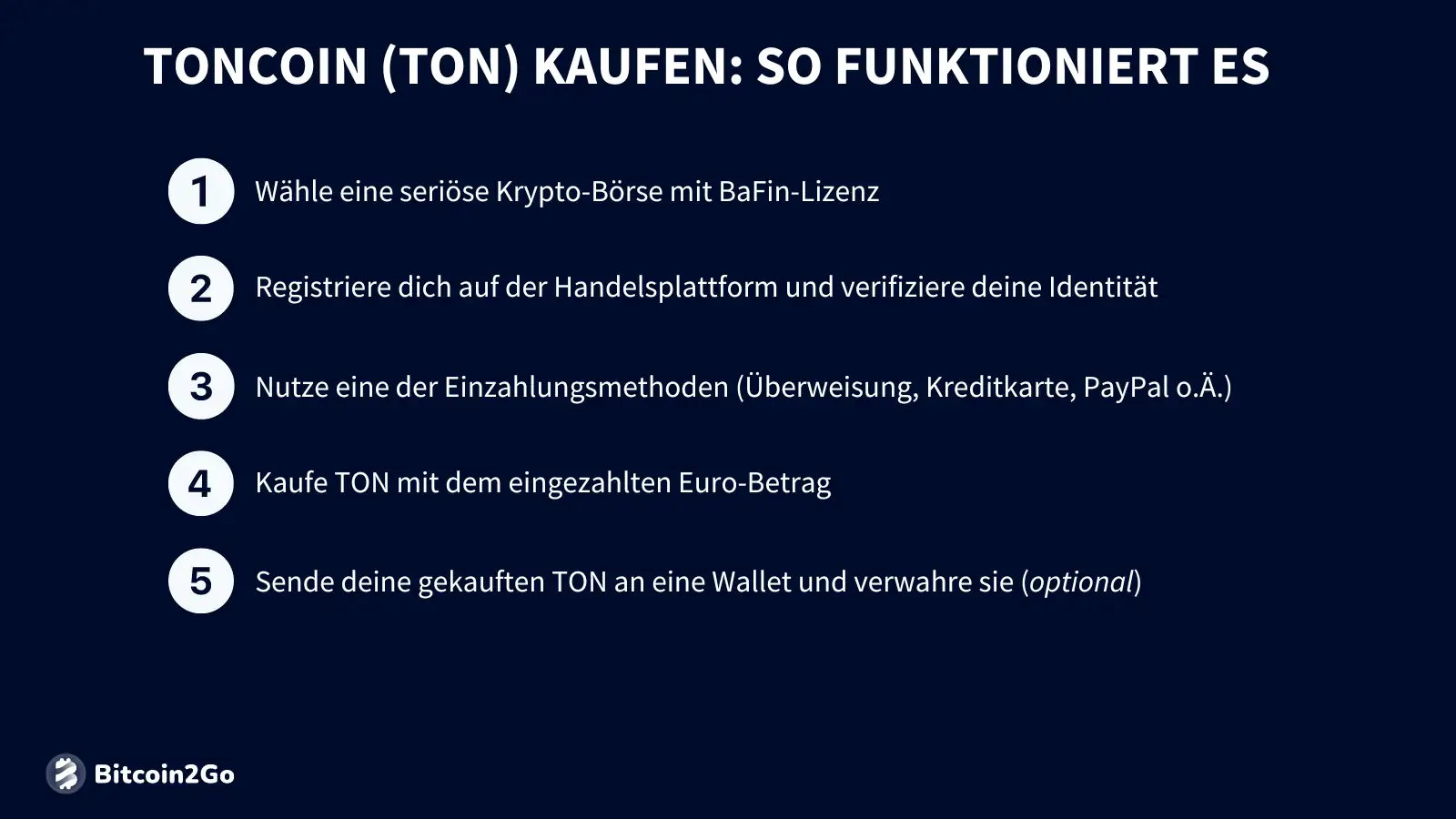 Toncoin kaufen: In nur 5 Schritten kannst Du Toncoin kaufen