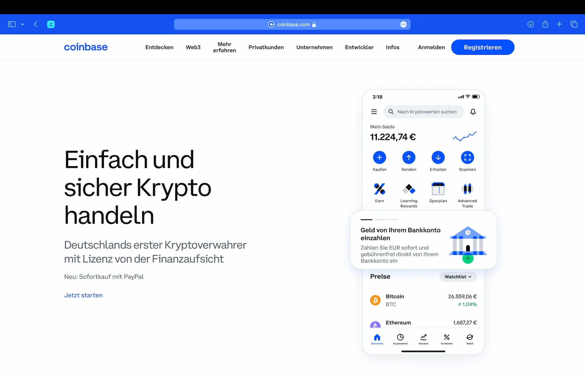 Coinbase Startseite