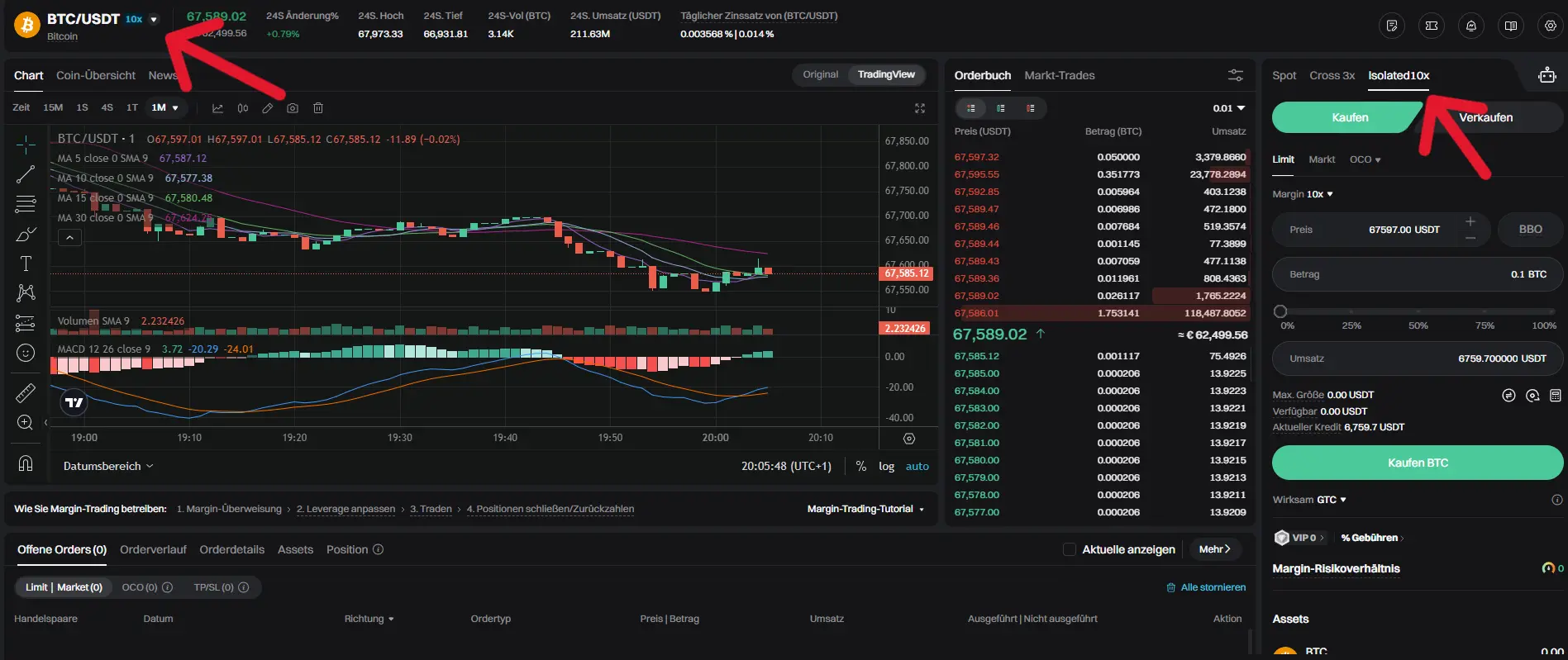 Je nach Trading-Stil kannst Du den geeigneten Modus auswählen und durch die klare Festlegung von Hebel und Margin eine gewünschte Risikostufe erreichen.