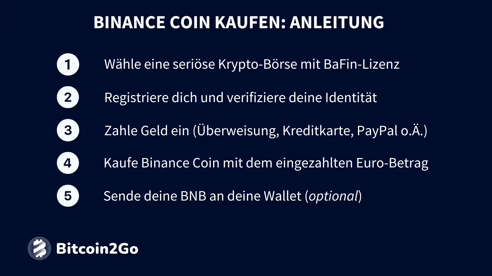 Binance Coin Schritt für Schritt Anleitung