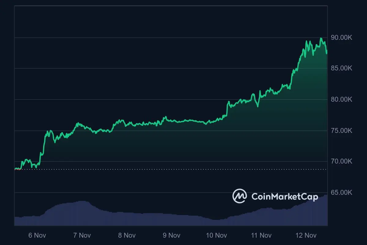 Bitcoin-Kurs Wochentrend 12. November 2024