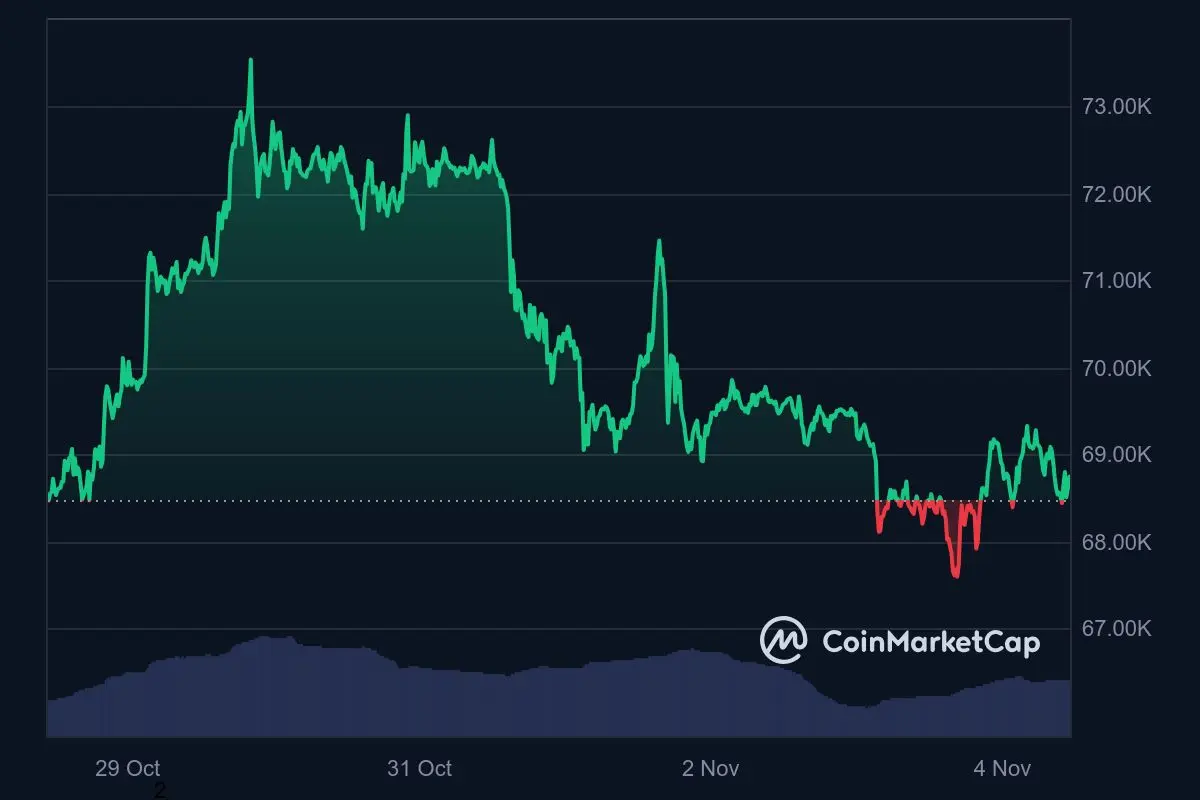 Bitcoin-Kurs 4. November 2024 Wochentrend