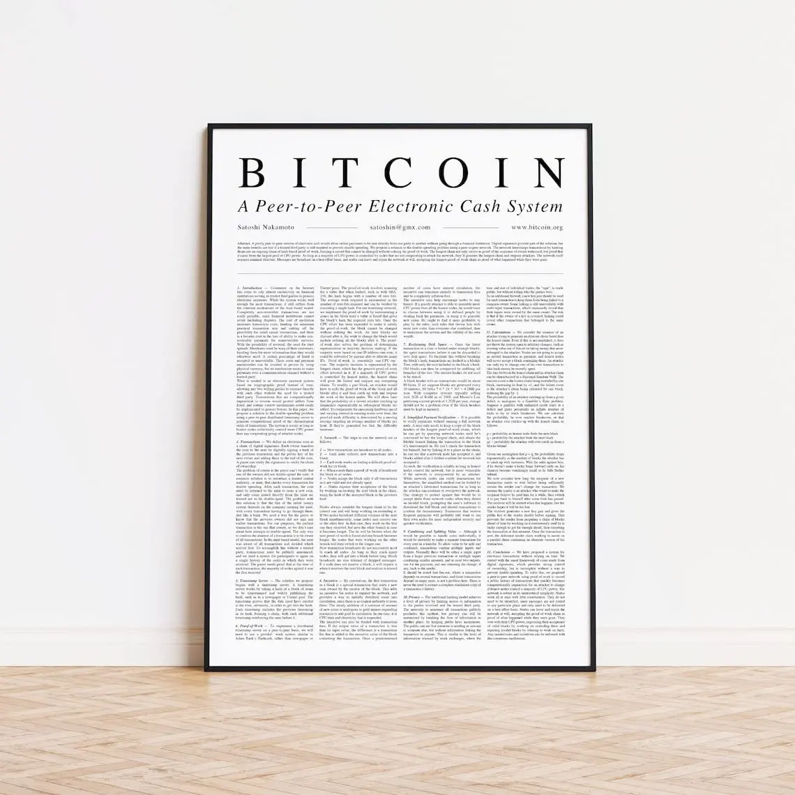 Bitcoin Whitepaper als Dekoration