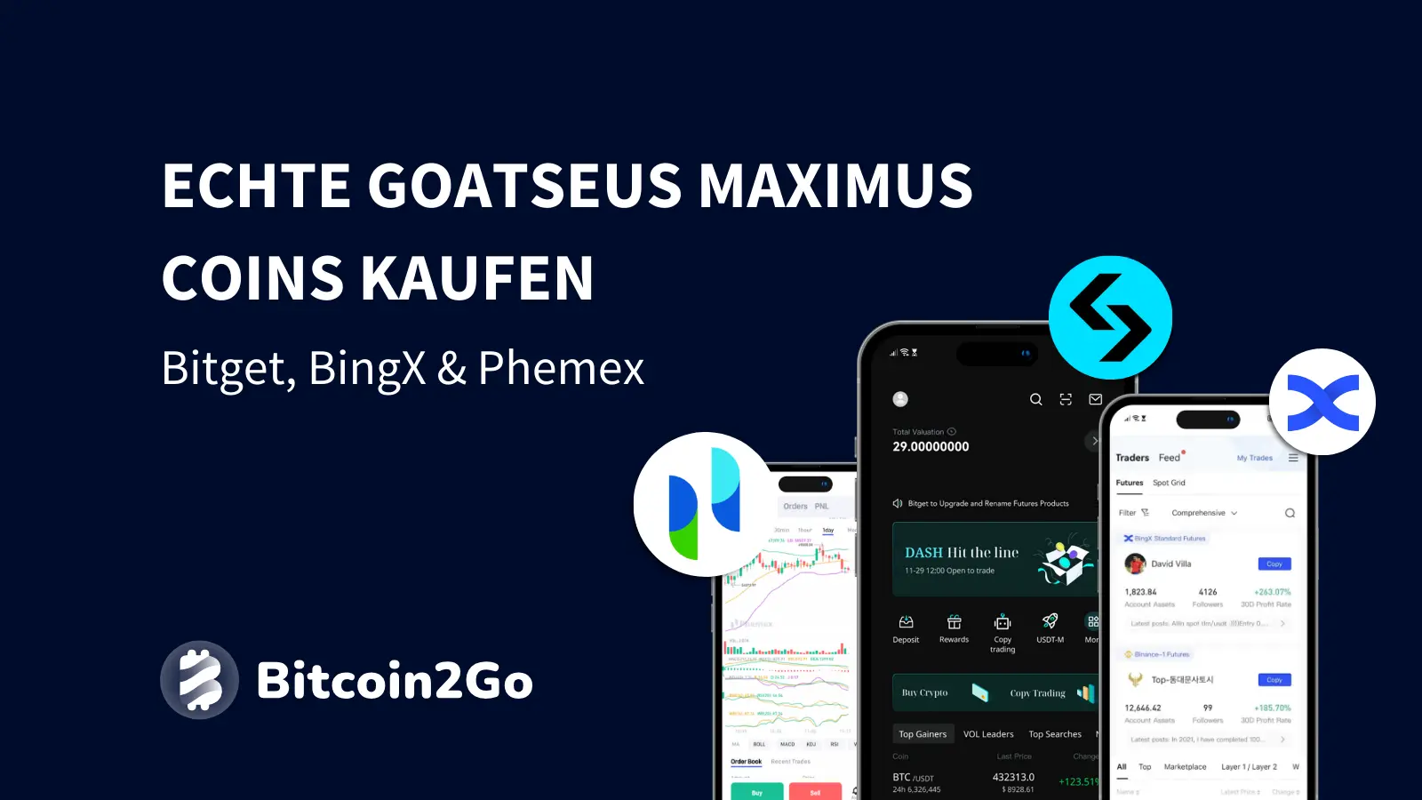 Bitget, BingX und Phemex sind die besten Anbieter, um echte GOAT Coins zu kaufen