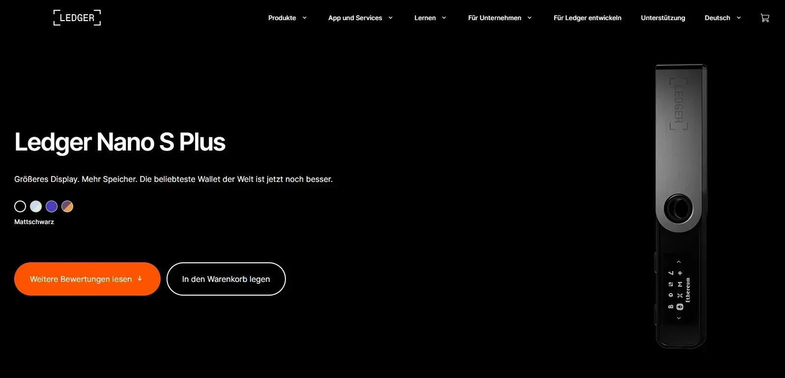 Ledger Produktseite: Ledger Nano S Plus