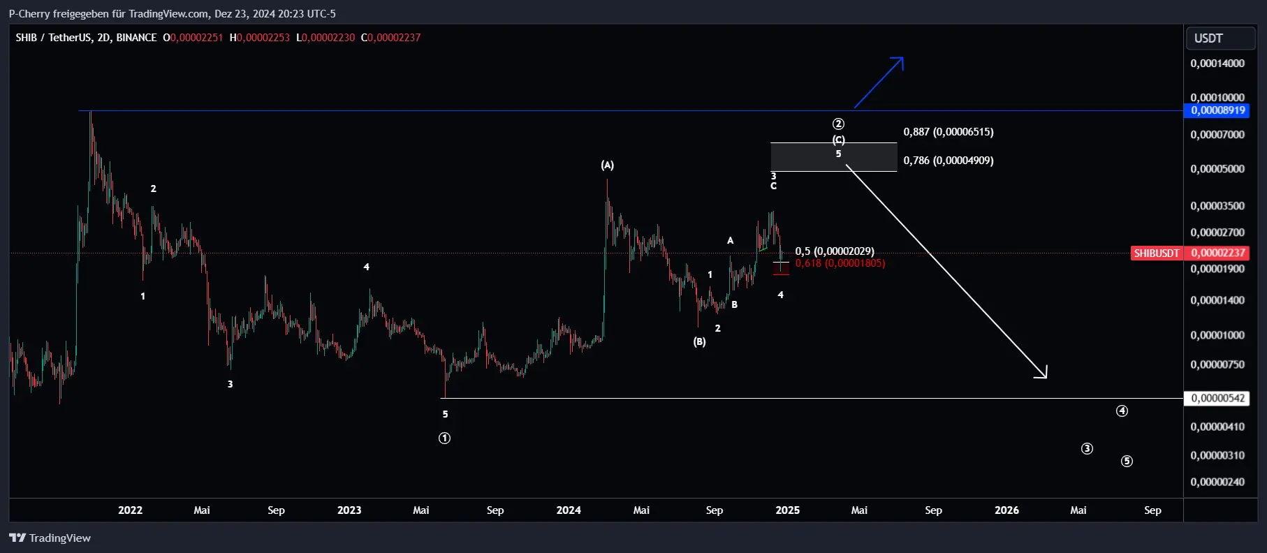 SHIB, Elliott Wellen, 2-Tageschart, Quelle: Tradingview