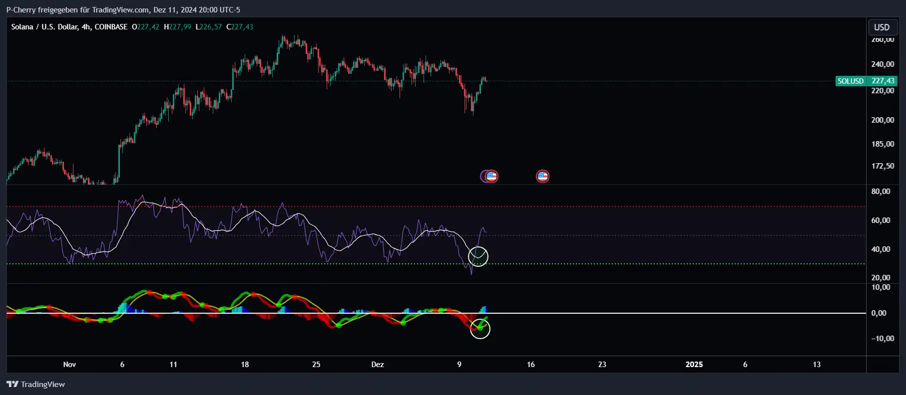 Solana, RSI und MACD, 4-Stundenchart, Quelle: Tradingview