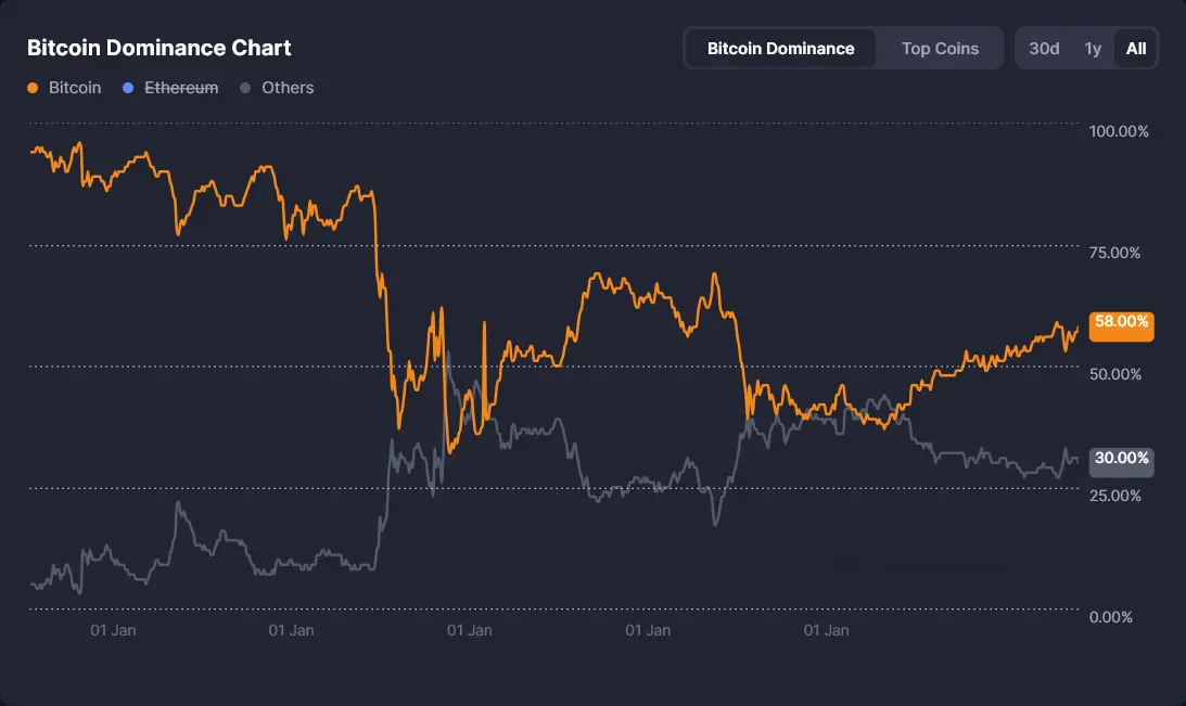 Bitcoin vs Altcoins Marktdominanz bis Januar 2025