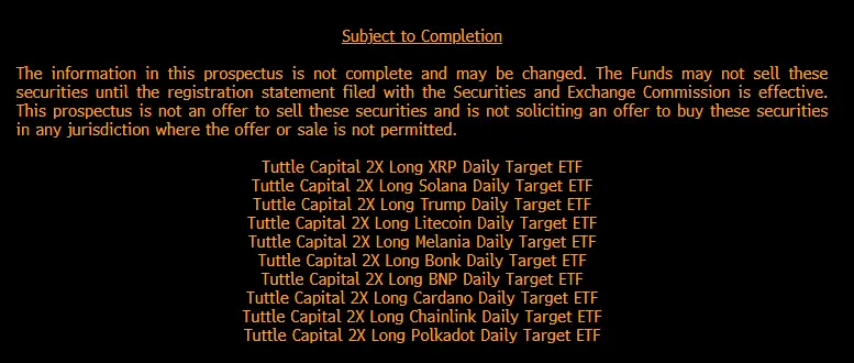 Tuttle Capital's Anträge auf gehebelte Krypto-ETFs, Quelle: X/@JSeyff