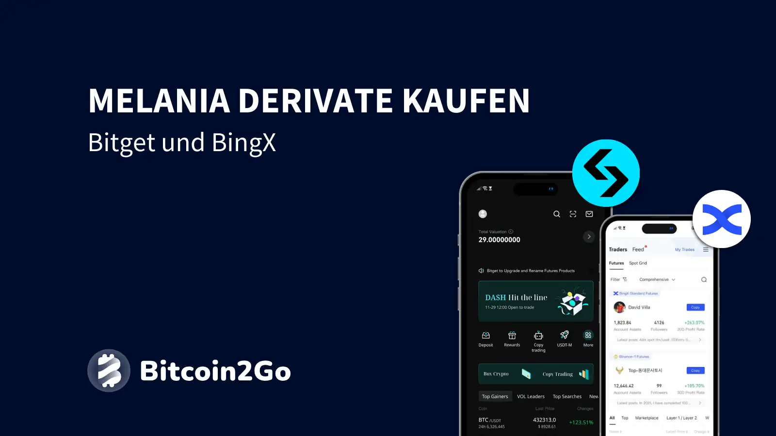 Für den Handel mit Melania Coin Derivaten empfehlen wir Bitget und BingX.