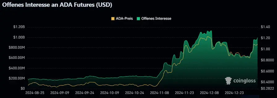 Entwicklung des Cardano Open Interest seit August 2024, Quelle: CoinGlass