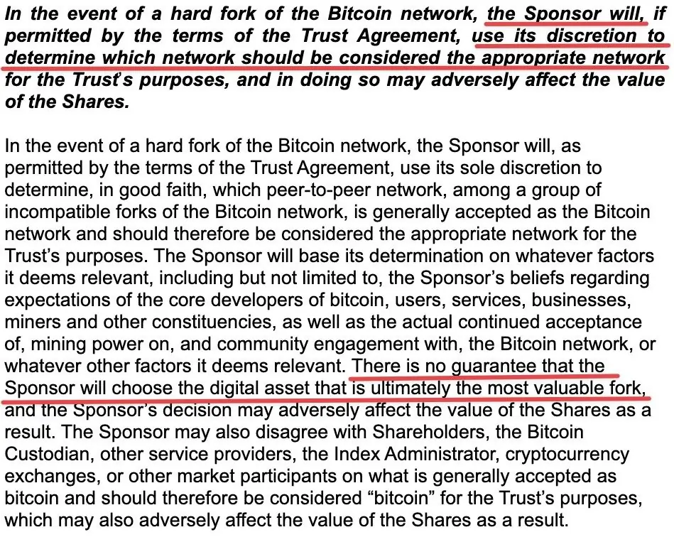 BlackRock Bitcoin ETF Warnhinweis Fork