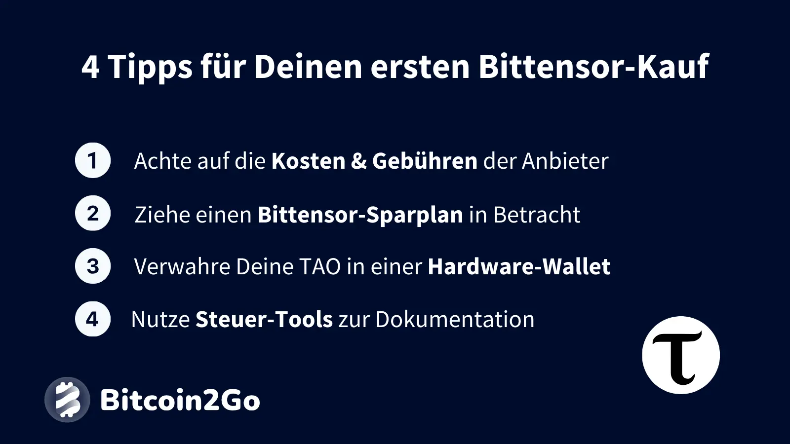 4 konkrete Tipps für deinen ersten Kauf der TAO-Kryptwoährung