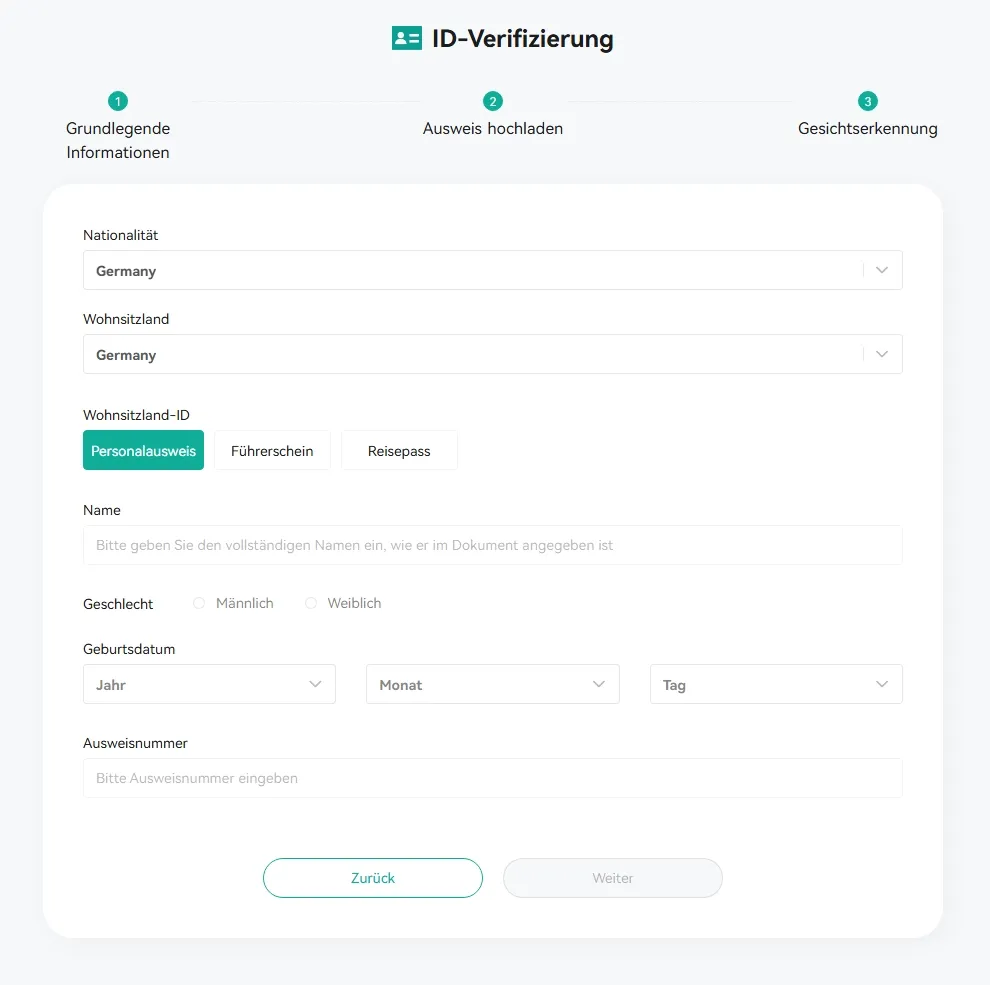 Anleitung zur Verifizierung bei CoinEx