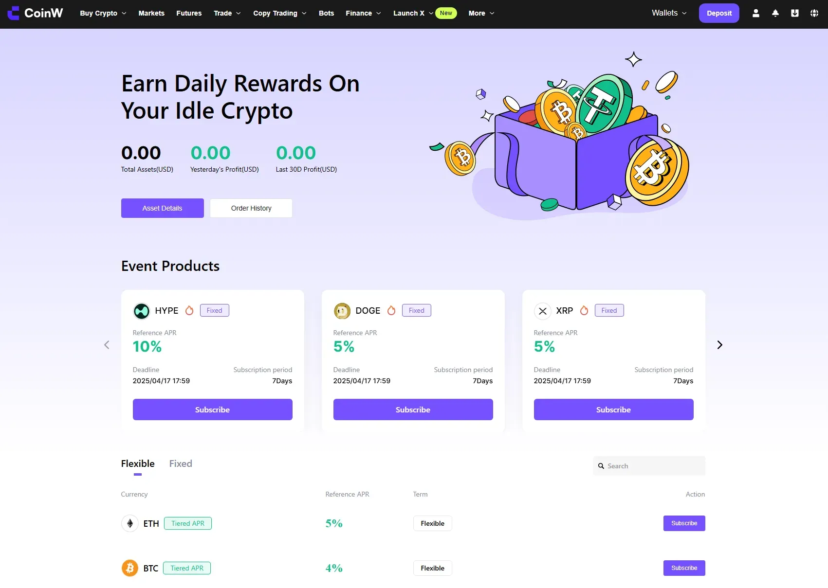 Staking und Earn bei CoinW im Test - Diese Möglichkeiten gibt es