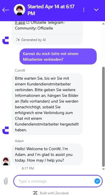 CoinW Support - diese Möglichkeiten der Kontaktaufnahme hast du