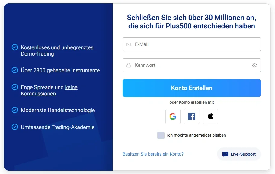 Anleitung zur Registrierung bei Plus500