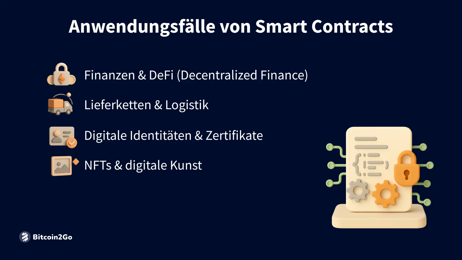 Liste von Smart-Contract-Anwendungen mit Icons.