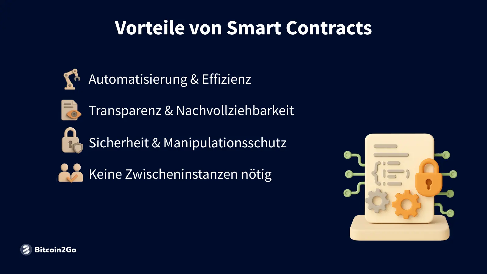 Vorteile von Smart Contracts mit Symbolen erklärt.