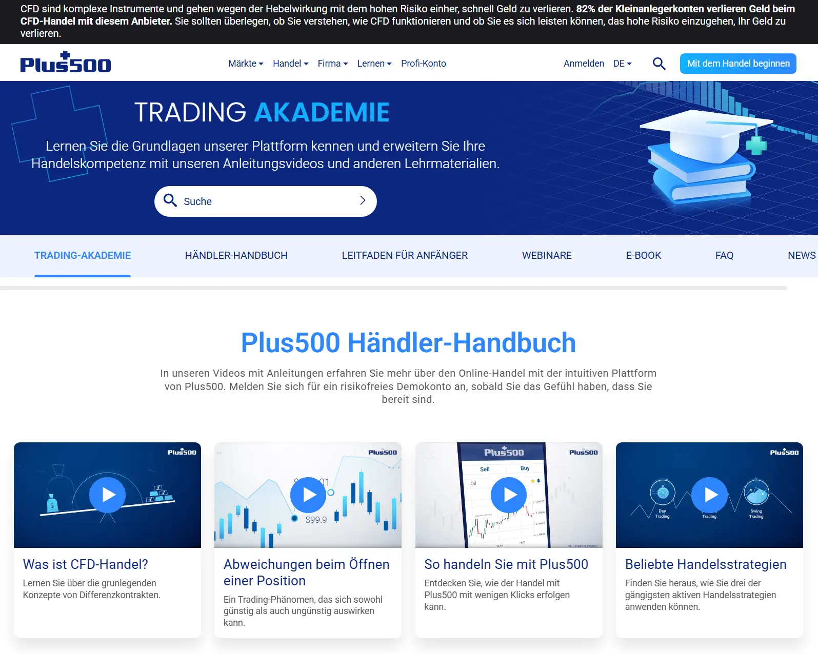 Trading-Akademie von Plus500 im Test