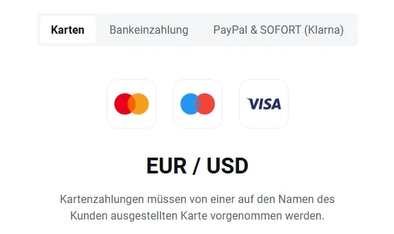 Einzahlungsmöglichkeiten bei XTB