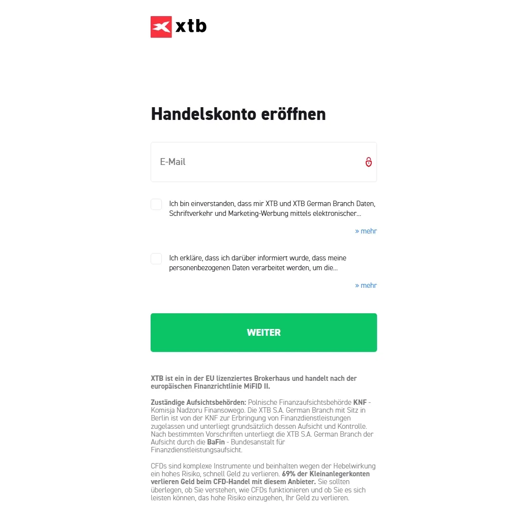 Anleitung zur Registrierung bei XTB