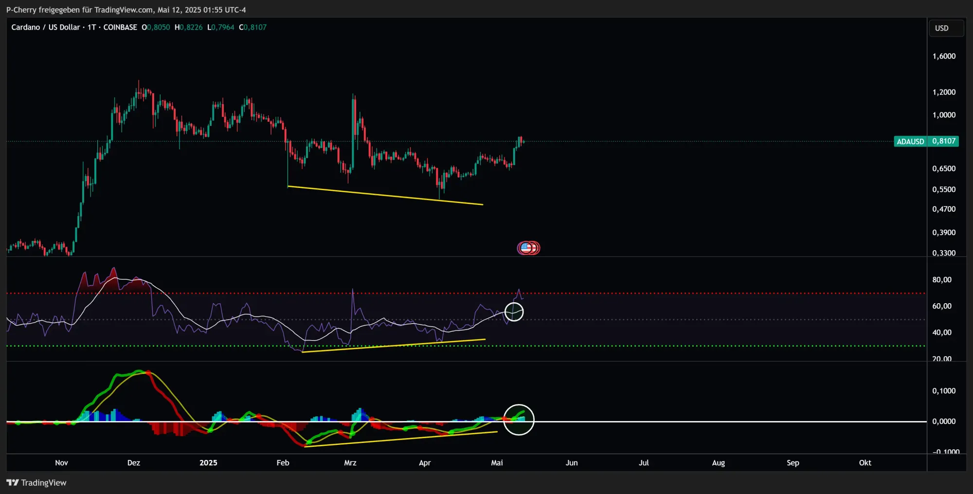 ADA, RSI & MACD, Tageschart, Quelle: Tradingview
